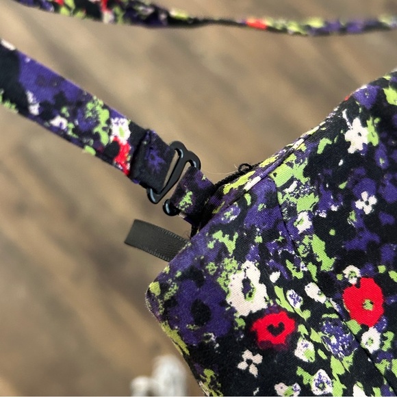 bebe Black Floral Mini Removable Strap/ Strapless Dress M - Picture 12 of 12